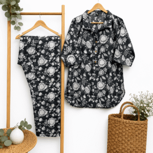 Jaipuri Cotton Cord Set for Women | Gray