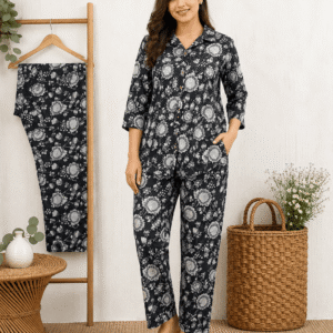 Jaipuri Cotton Cord Set for Women | Gray