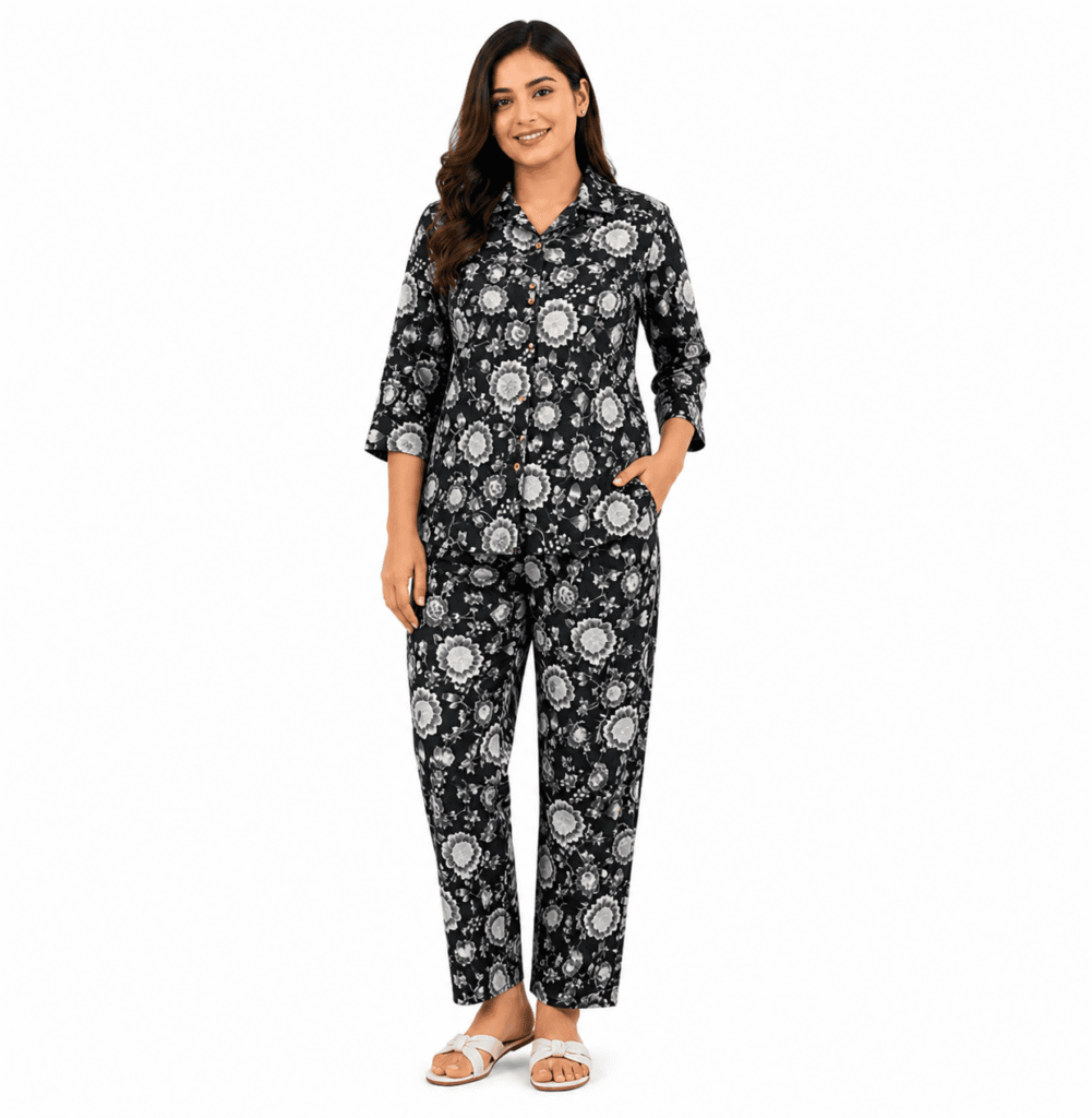 Jaipuri Cotton Cord Set for Women | Gray