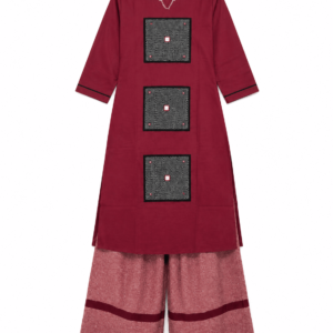Women’s Maroon Printed Kurta with Palazzo Set