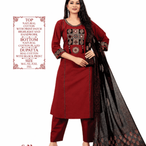 Women's Natural Cotton Printed Kurta Set with Plazo & Mal Cotton Dupatta