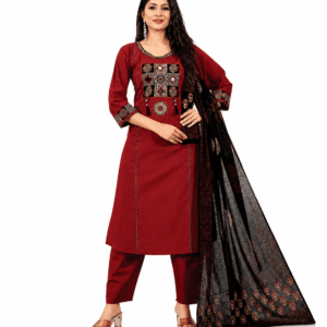 Women's Natural Cotton Printed Kurta Set with Plazo & Mal Cotton Dupatta