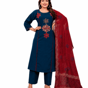 Women's Pure Cotton Kurta Pant Set with Printed Dupatta | Mirror Work | S-24 | D.No. 60160