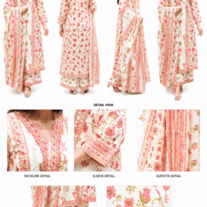 Floral Printed Cotton Kurta Set with Dupatta (SF-RED)