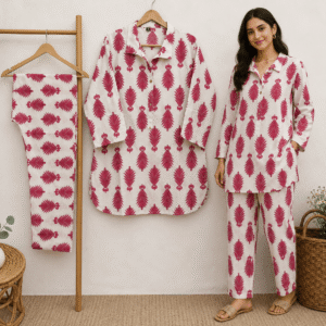 Jaipuri Cotton Cord Set for Women – Red