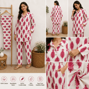 Jaipuri Cotton Cord Set for Women – Red