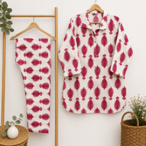 Jaipuri Cotton Cord Set for Women – Red