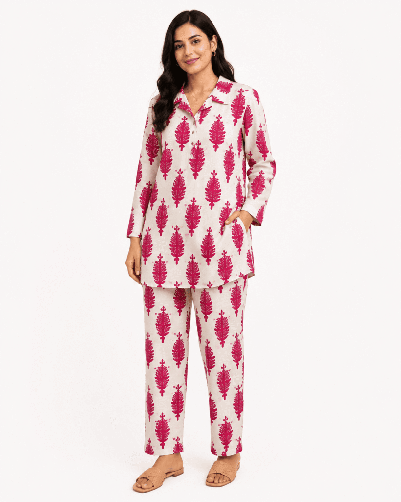 Jaipuri Cotton Cord Set for Women – Red